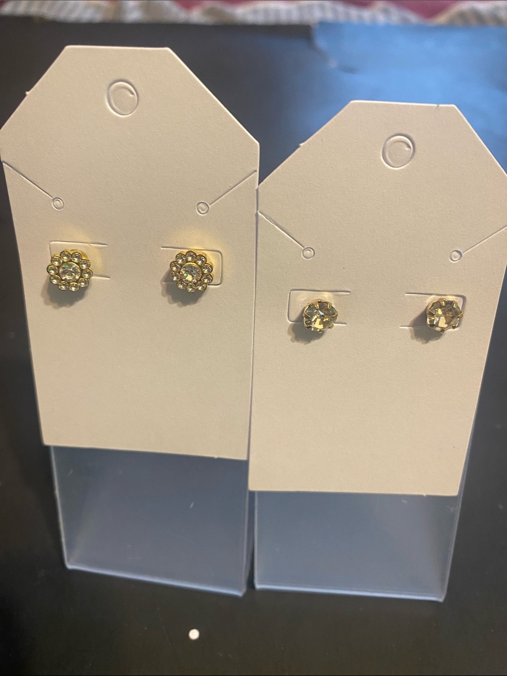 Gold-Tone Crystal Stud Earrings - Pack of 2
